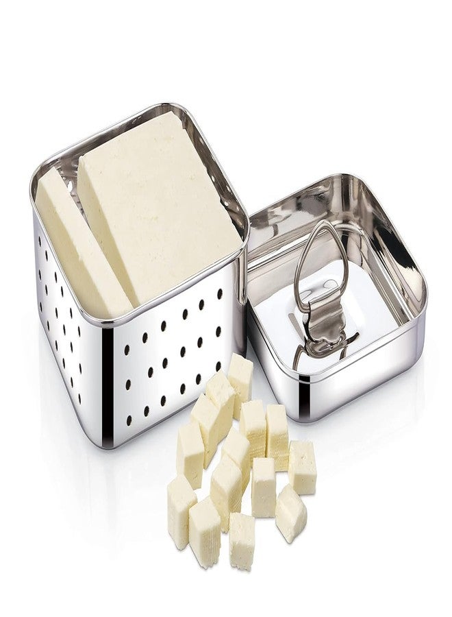 Attachh Stainless Steel Square Shape Indian Paneer/Tofu Press Mould Maker, Silver Square Design (300 ML, Size 11x11x4 Cm) - Image 2
